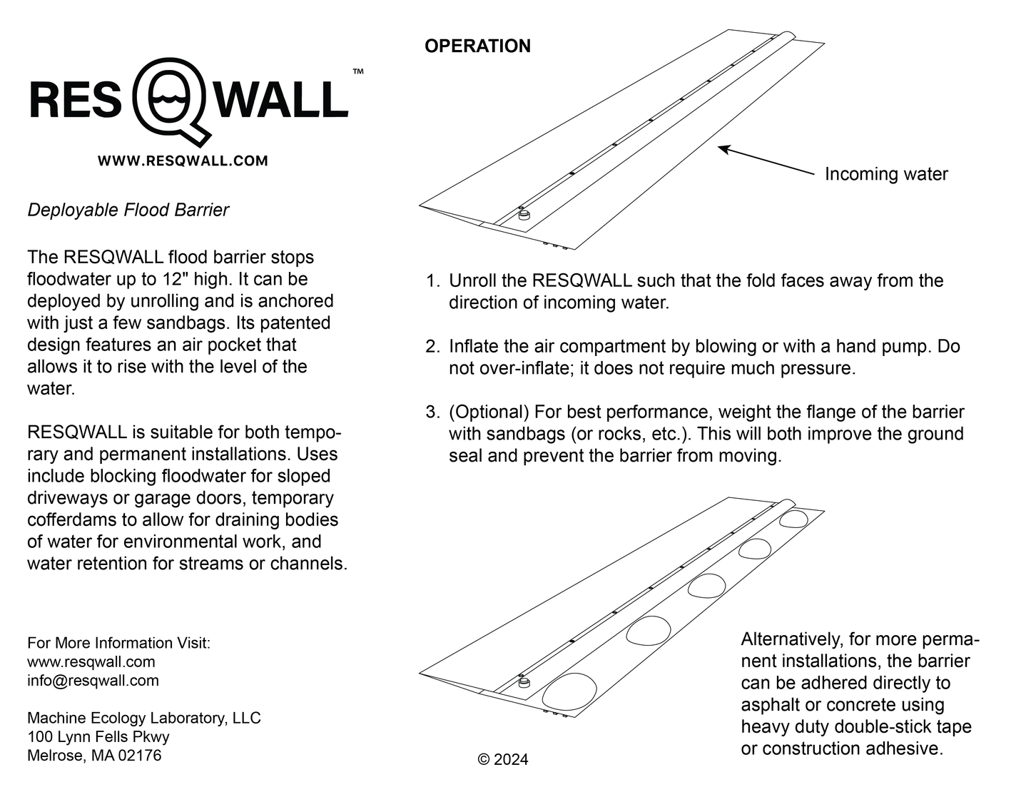 RESQWALL 20' Deployable Flood Barrier